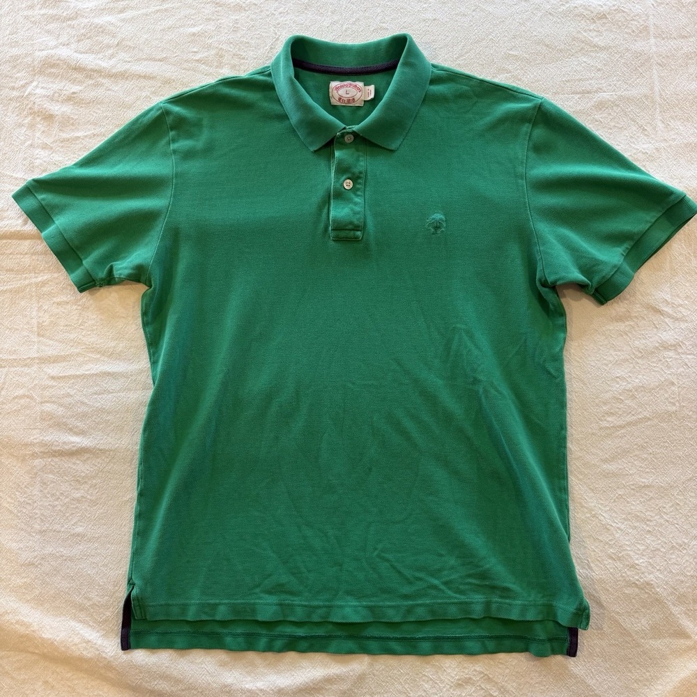Brooks Brothers Mens Large Green Short Sleeve Polo Shirt Cotton Golf Casual Ivy